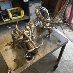 Handmade Welded Stainless Steel Japanese Dragon Sculpture - thumbnail 3