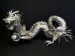Handmade Welded Stainless Steel Japanese Dragon Sculpture - thumbnail 1