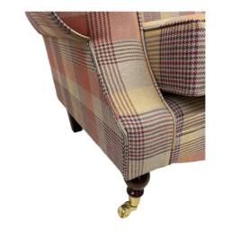 Queen Anne Wingback Sofa Tartan Plaid, Solid Wood Legs - thumbnail 3