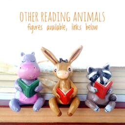 Woodland Creatures For Fairytale Bookshelf Decor, Little Red Riding Hood Big Bad Wolf Art Statue Clay Figure Fairycore Decor Book Lover Gift - thumbnail 4