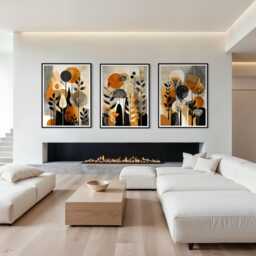 Autumn Botanical Art Print Set Of 3 Fall Foliage Artwork Thanks Giving Painting Red Orange Seasonal Gallery Wall Nature Inspired Home Decor - thumbnail 2