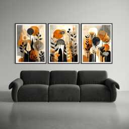 Autumn Botanical Art Print Set Of 3 Fall Foliage Artwork Thanks Giving Painting Red Orange Seasonal Gallery Wall Nature Inspired Home Decor - thumbnail 1