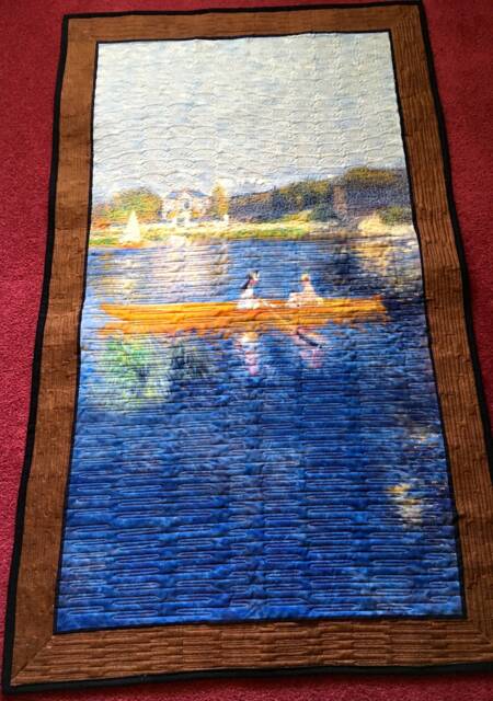 Renoir Painting Quilted Wall Hanging Art Fiber Home Decor Framed Housewarming Wedding Christmas Gift Ideas Quilts - image 1