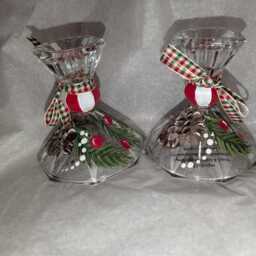 Holiday Pinecone & Holly Candlestick - Pair - thumbnail 4