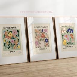 Flower Market Print Set Of 3 - Retro Boho Wall Art - thumbnail 2
