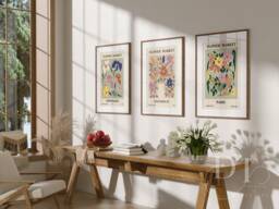 Flower Market Print Set Of 3 - Retro Boho Wall Art - thumbnail 1