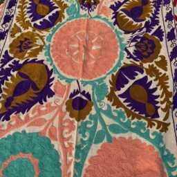 Hand-Embroidered Cotton Suzani Quilt - Colorful Folk Textile, Artisan-Made Boho Home D??cor Throw - thumbnail 2