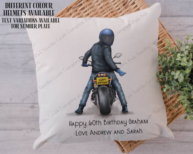 Biker Pillow, Motorbike Cushion, Motorbike, Gift, Biker, Gift For Him, Fathers Day Gift, Dad, Biker, Gift - image 1