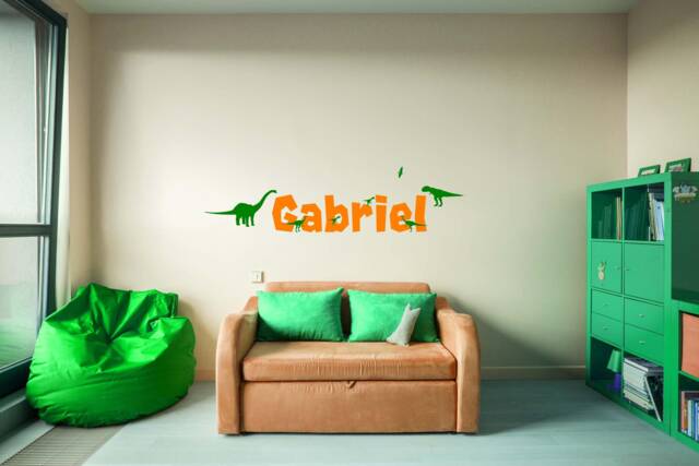 Dinosaur Wall Decal, Custom Kids Name Sticker, Jurassic Art For Boys Room, Personalized Dino Decor, T Rex Nursery - image 1