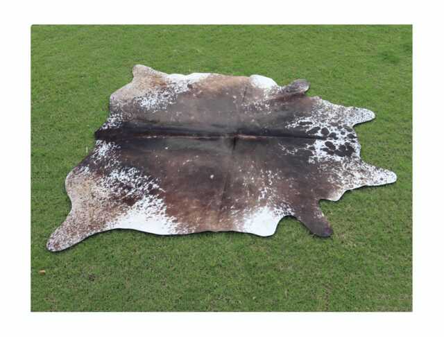 Exclusive Cow Skin Rug-Genuine Tricolor Cowhide Rug Brown & White-Large Rug-Brazilian Area Rug-Speckled Brindle - image 1