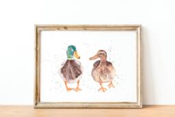 Watercolour Duck Print, Painting, Gifts, Wall Art, Country Prints, Poster, Mallard Duck, Farmhouse Decor - thumbnail 1
