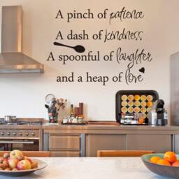 A Pinch Of Patience, A Dash Kindness, Spoonful Laughs, Heaps Love Vinyl Wall Decal Kitchen Quote - 160 - thumbnail 2