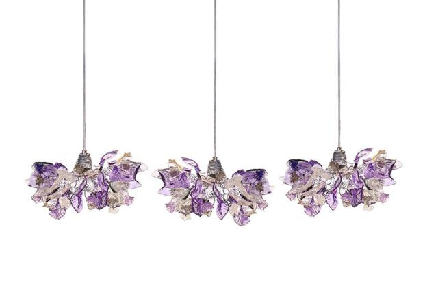 Pendant Lights. Hanging Pendants Ceiling Lighting -Purple Flowers & Leaves For Kitchen Island, Dining Room Island Lights. - image 1