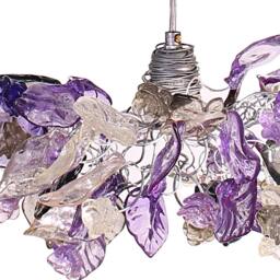 Pendant Lights. Hanging Pendants Ceiling Lighting -Purple Flowers & Leaves For Kitchen Island, Dining Room Island Lights. - thumbnail 2