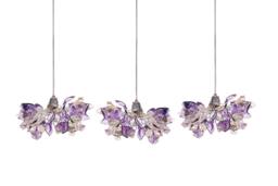 Pendant Lights. Hanging Pendants Ceiling Lighting -Purple Flowers & Leaves For Kitchen Island, Dining Room Island Lights. - thumbnail 1