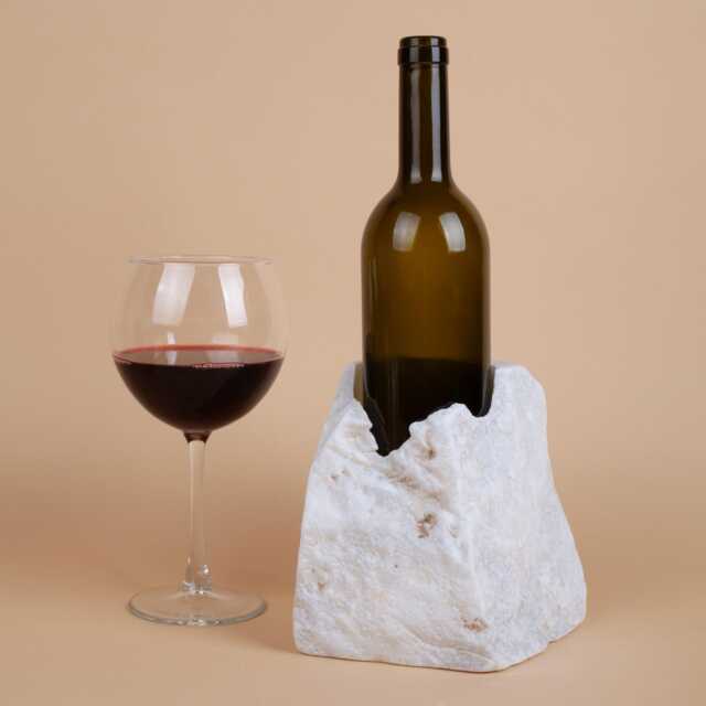 Handmade White Marble Wine Bottle Holder Unique Rack - image 1