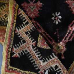 Vintage Berber Wool Rug Black Moroccan Star Rug, Boho Runner - 200x100 cm - thumbnail 3