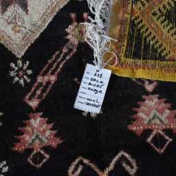 Vintage Berber Wool Rug Black Moroccan Star Rug, Boho Runner - 200x100 cm - thumbnail 4