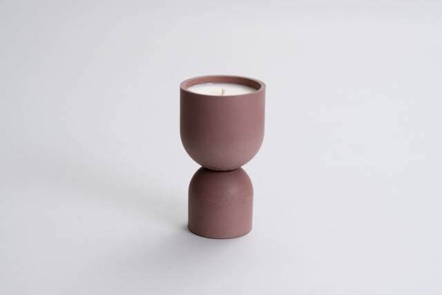 Coppa Old Rose Candle - Organic Coconut Soy Candles in Concrete Vessel Beton Hand Poured Vegan Reusable Container Eco Friendly