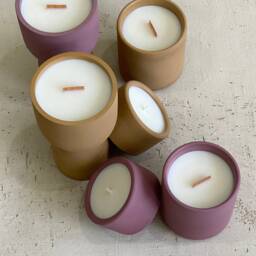 Coppa Old Rose Candle - Organic Coconut Soy Candles in Concrete Vessel Beton Hand Poured Vegan Reusable Container Eco Friendly - thumbnail 2