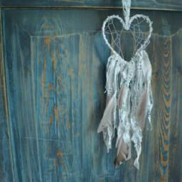 Boho Heart Dream Catcher Handmade Sweet Feather Wall Decor - 10 cm - thumbnail 3