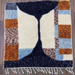 Handmade Berber Wool Rug Bohemian Geometric Beni Ourain Carpet - thumbnail 3