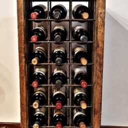 24 Bottle Solid Wood Wine Rack - Rustic Industrial Style, Handmade in Italy - thumbnail 3