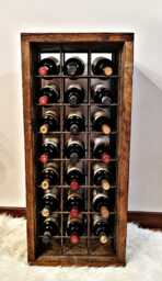 24 Bottle Solid Wood Wine Rack - Rustic Industrial Style, Handmade in Italy