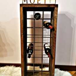 24 Bottle Solid Wood Wine Rack - Rustic Industrial Style, Handmade in Italy - thumbnail 2