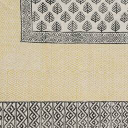 Black Beige Geometric Rug, Extra Large Handmade Cotton Indian Dhurrie - thumbnail 4
