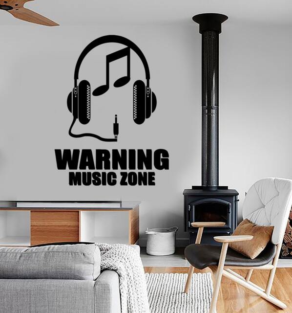 Wall Vinyl Music Zone Headphones Notes Guaranteed Quality Decal 1504Dz - image 1