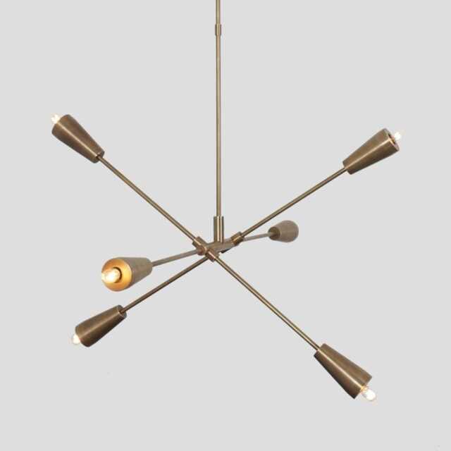 Mid-Century Modern Brass Finish Six-Arm Sputnik Chandelier - Stylish Bedroom Lighting Fixture Contemporary Ceiling Light - image 1