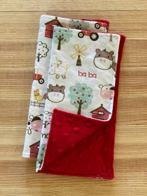 Farm Fun Lovey Blanket - Cotton Flannel Security For Baby Shower - image 1