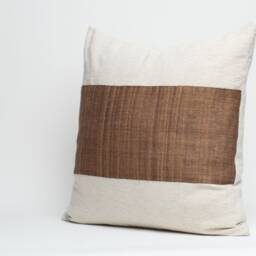 Hill Tribe Hemp Pillow Cover - Brown Striped Rustic Cushion, 20x20 - thumbnail 2