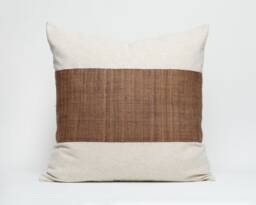 Hill Tribe Hemp Pillow Cover - Brown Striped Rustic Cushion, 20x20 - thumbnail 1