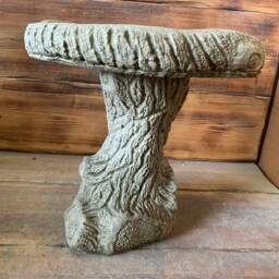 Stone Garden Log Style Leaf Vine Detailed Bird Bath Statue Ornament - thumbnail 3