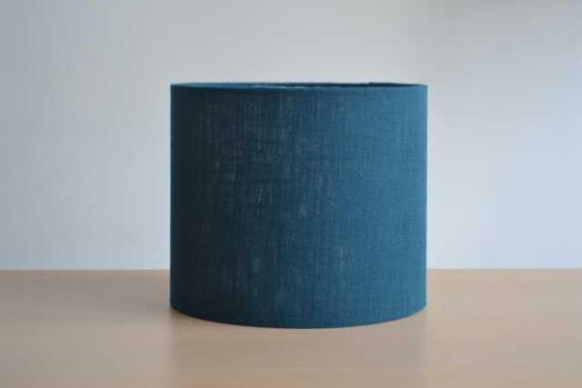 Round Blue Linen Lampshade, Petrol Fabric Table Lamp, Pendant Light, Light Fixture, Lampshade - image 1