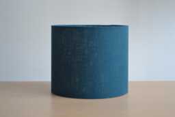 Round Blue Linen Lampshade, Petrol Fabric Table Lamp, Pendant Light, Light Fixture, Lampshade - thumbnail 1