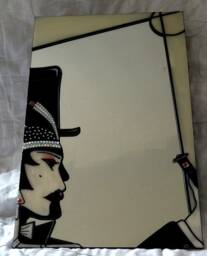 Art Deco Inspired Mirror Design. A Hand Painted Original Design 30 X 50 cm in Enamel, Lead & Embelishments With A Protective Resin Finish - thumbnail 1