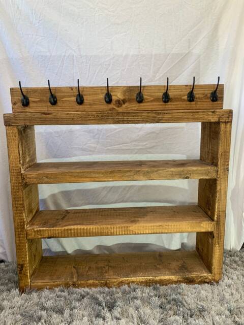 Rustic Reclaimed Shoe Rack With Matching Coat Rack - image 1