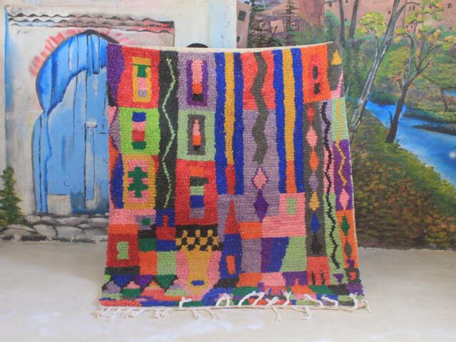 Moroccan Rug, Custom Fabulous Boujad Authentic, Azilal Abstract Multicolored Carpet - image 1