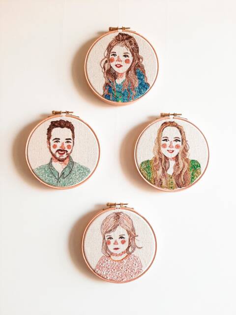 Custom Embroidered Portrait Wall Hanging, Personalized Family Embroidery From Photo, Anniversary Gift, Custom Gift - image 1