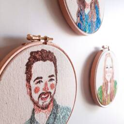 Custom Embroidered Portrait Wall Hanging, Personalized Family Embroidery From Photo, Anniversary Gift, Custom Gift - thumbnail 2