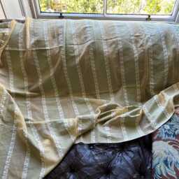 Antique Scottish Madras Lace Curtain Panel Greek Key Jacobean Design - 66x42 - thumbnail 3