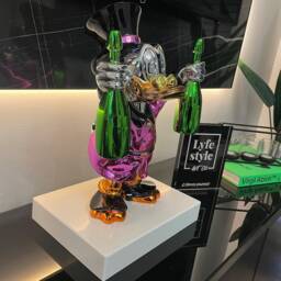 Custom Pink Champagne Duck - Sculpture Pop Art Gold Statue Alec Monopoly Inspired Bear - thumbnail 4
