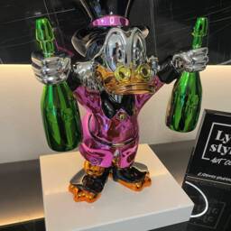 Custom Pink Champagne Duck - Sculpture Pop Art Gold Statue Alec Monopoly Inspired Bear - thumbnail 2
