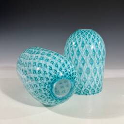 Hand-Blown Aqua Pineapple Glass Pendant Light - John Gibbons Custom Lighting - thumbnail 3