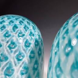 Hand-Blown Aqua Pineapple Glass Pendant Light - John Gibbons Custom Lighting - thumbnail 4