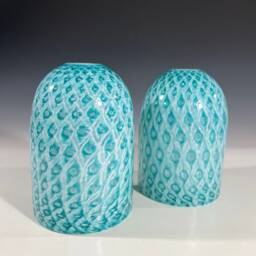 Hand-Blown Aqua Pineapple Glass Pendant Light - John Gibbons Custom Lighting - thumbnail 2