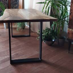 Walnut Table, Aluminum Square Legs, Black Matt, Customisable, Live Edge Slab, Home Office, Desk, Dining Table, Accent, Unique, Art Brut - thumbnail 4